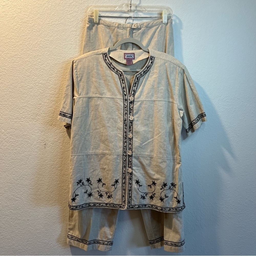 Women’s Premier tan linen blend pants suit size large L